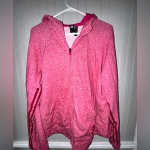 Adidas Vibrant Pink and Maroon Zip-Up Hoodie